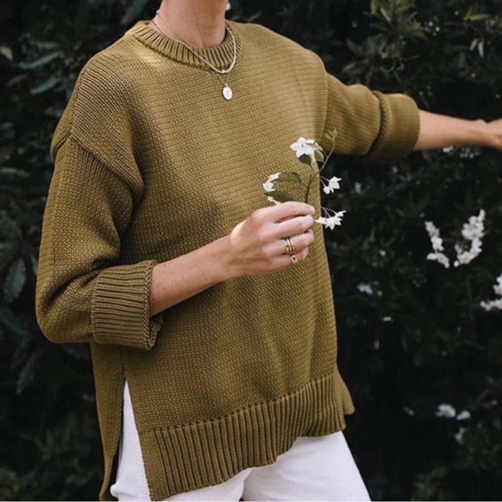 Jenni Kayne Cotton Boyfriend Sweater Green